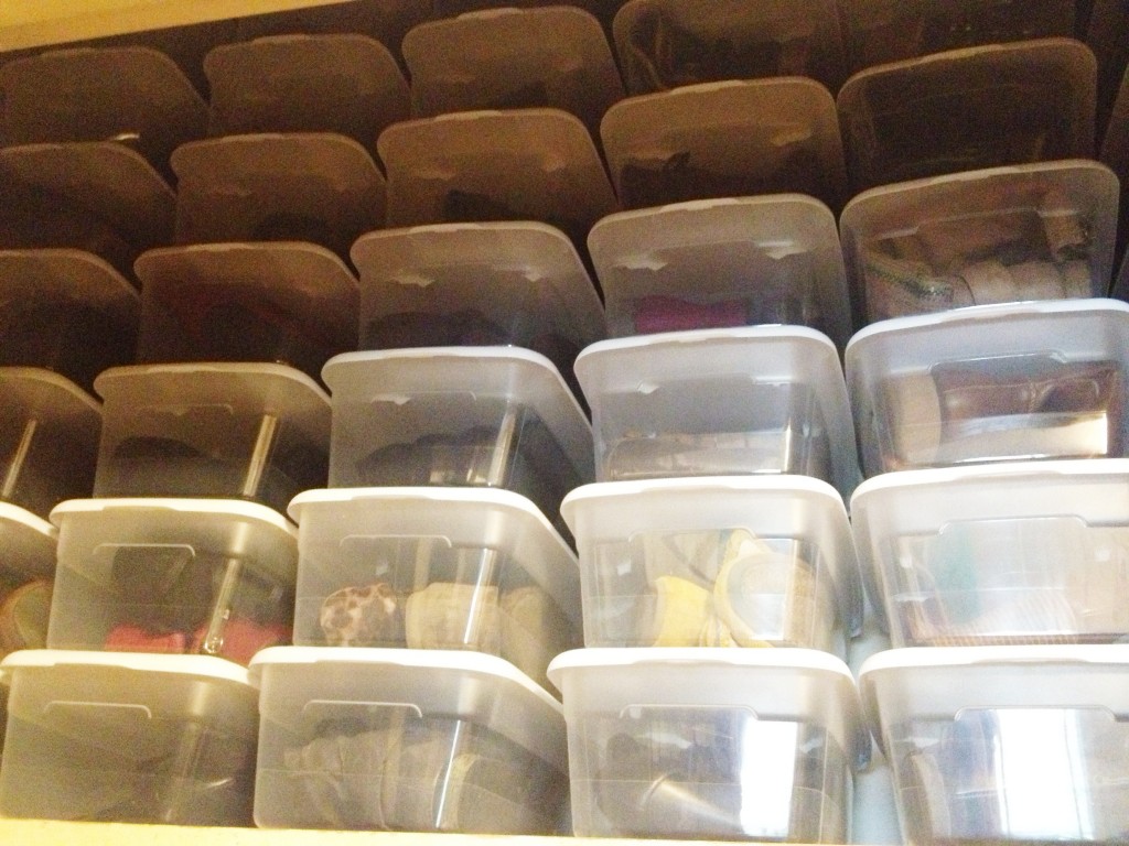 new shoe boxes in storage