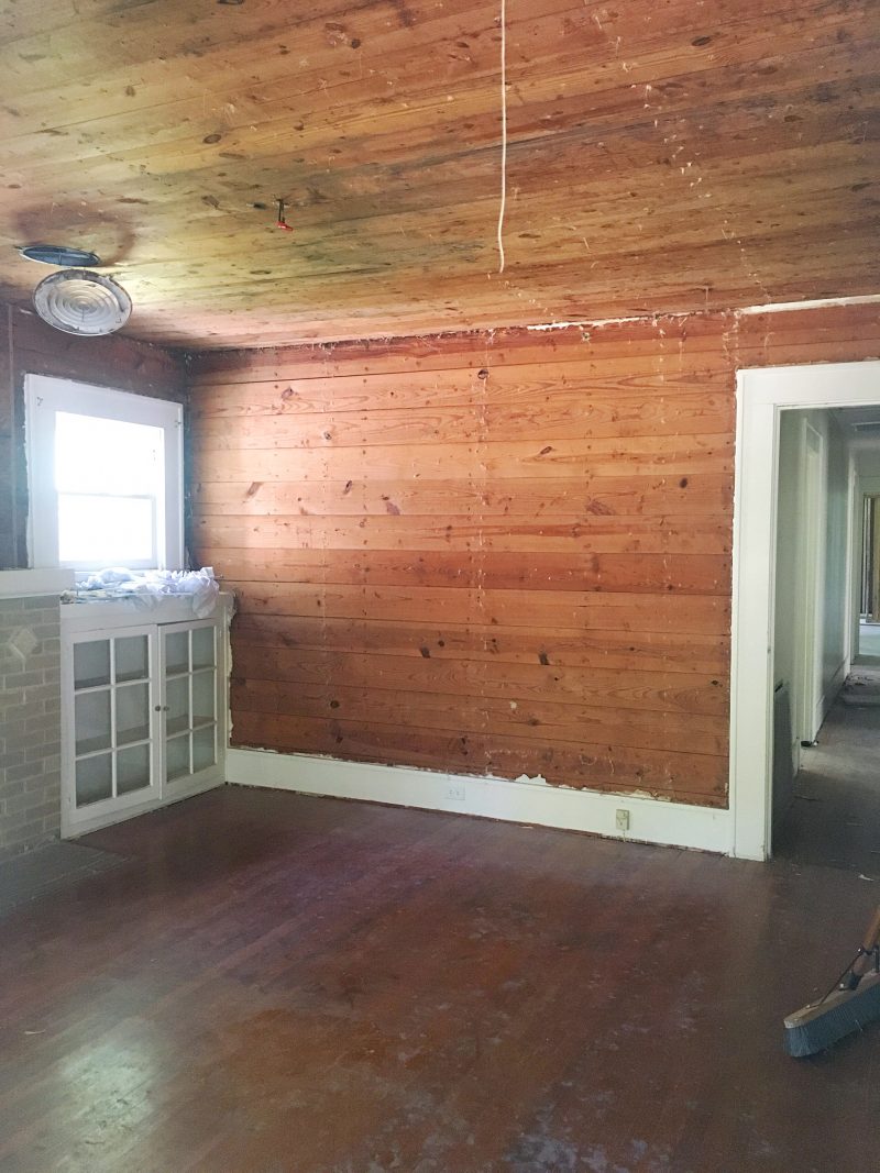 100 year old house shiplap bedroom