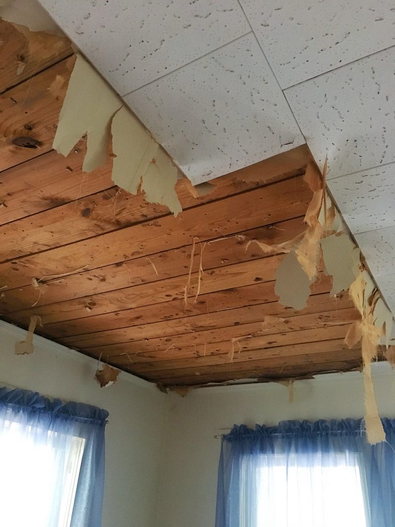 100 year old house ceiling tile removal