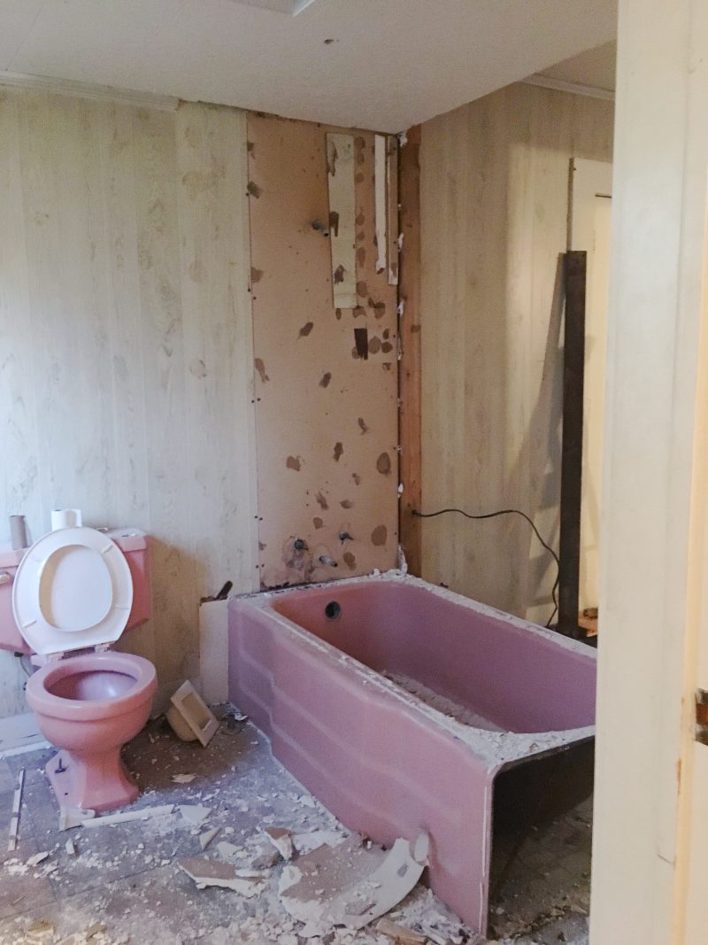 100 year old house pink bathroom demo