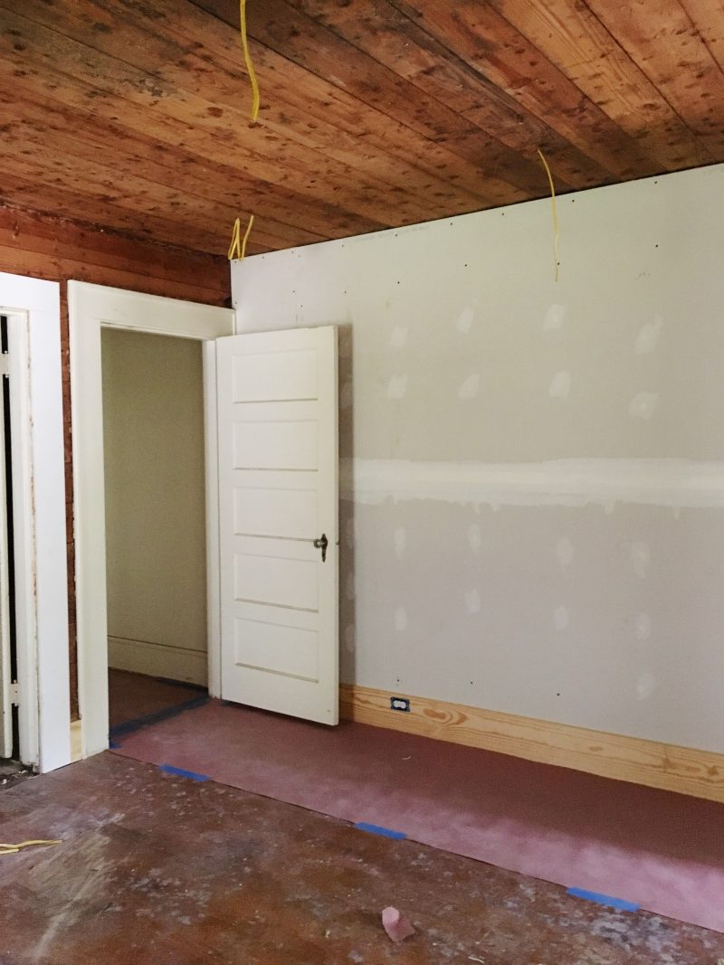 100 year old house shiplap and sheetrock