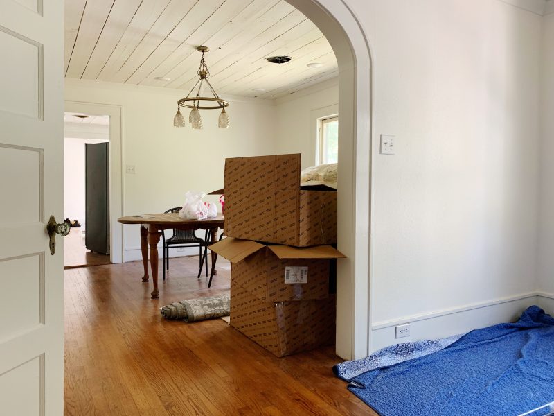 Moving boxes in the dining room at #wfwhitehouse