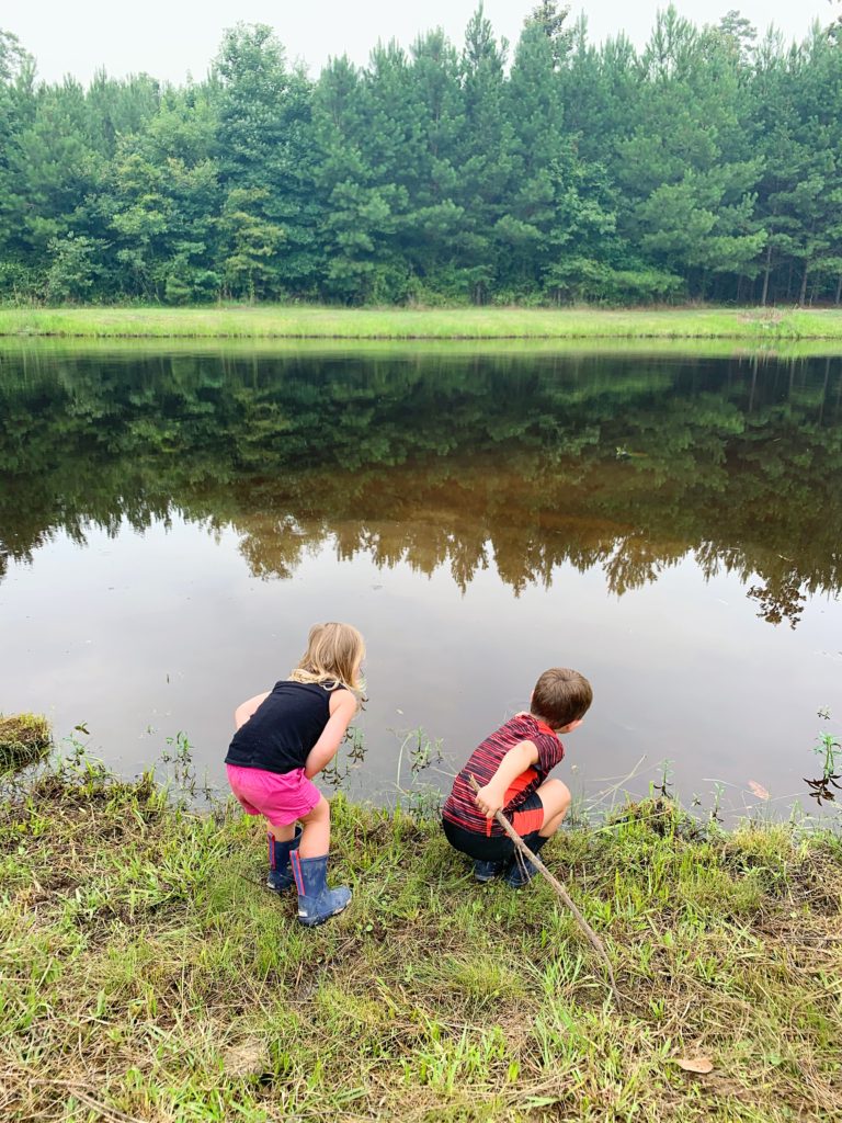 Travis and Avery at the pond